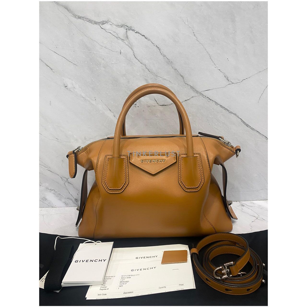 tas satchel Givenchy Antigona Soft Small Tan SHW 2021 Satchel Tinkerlust