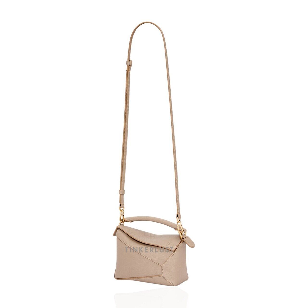 tas satchel Loewe Mini Puzzle in Sand GHW Soft Grained Calfskin Satchel Bag Tinkerlust