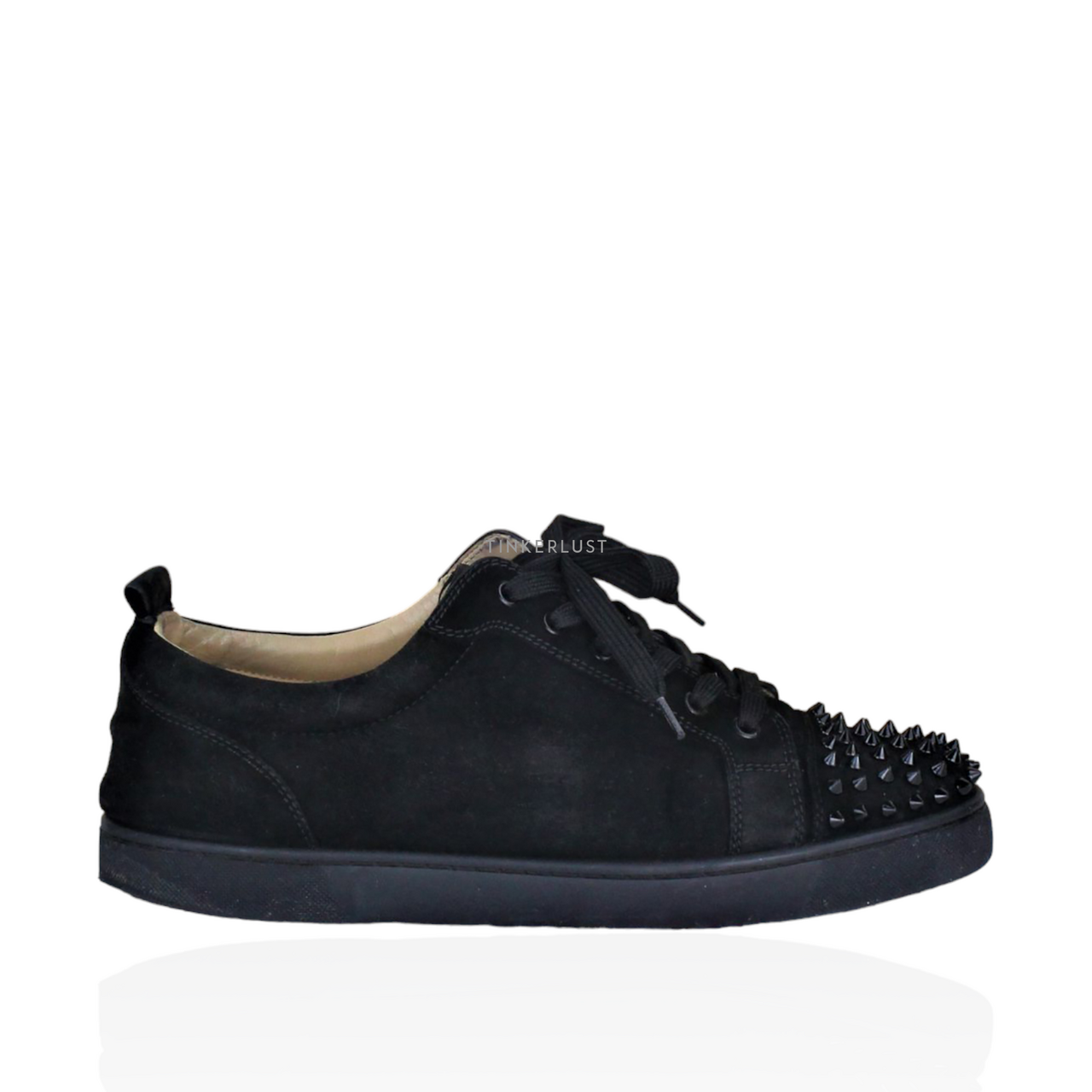 sepatu sneakers Christian Louboutin Junior Spikes Suede Black Sneakers Tinkerlust