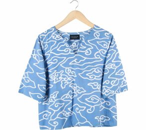Cotton Ink Blue And White Blouse