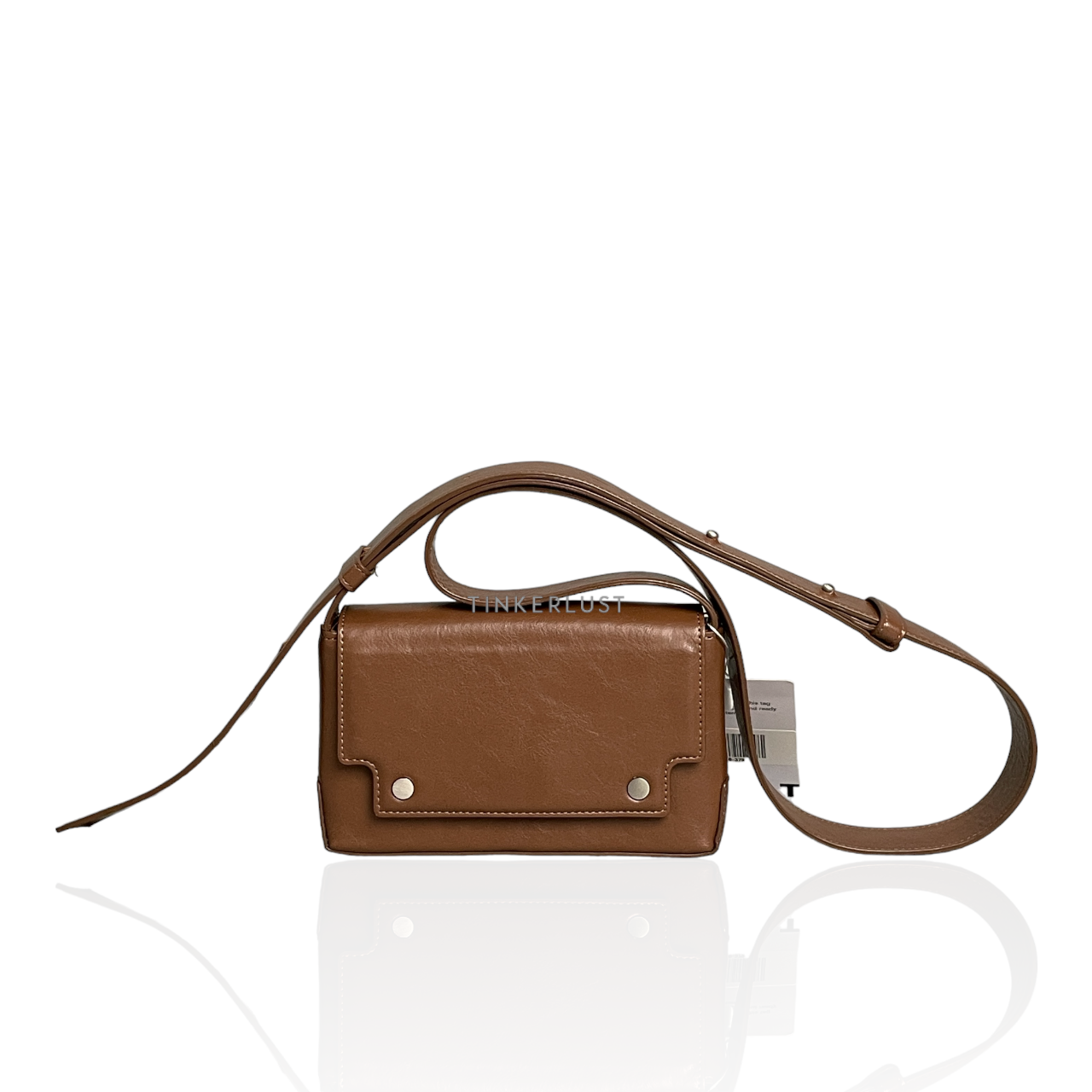 tas sling-bag Find Kapoor Marc 18 Brown Crinkled Sling Bag