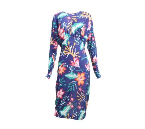 Zara Navy Patterned Midi Dress