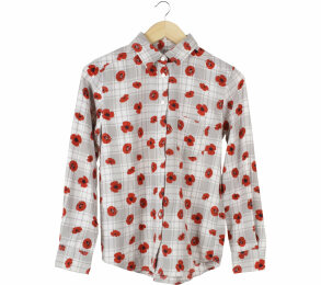 UNIQLO Grey And Red Floral Shirt