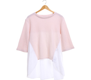 Cotton Ink Cream & Off White Asymmetric Blouse