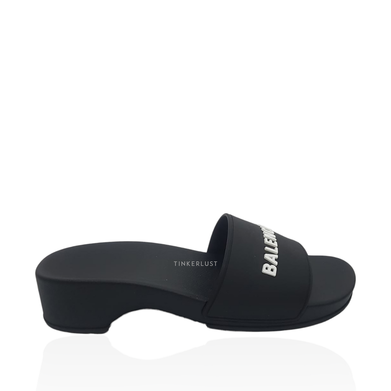 sepatu sandals Balenciaga Pool Slide Injection Bicolor Black White 4 cm Sandals Tinkerlust