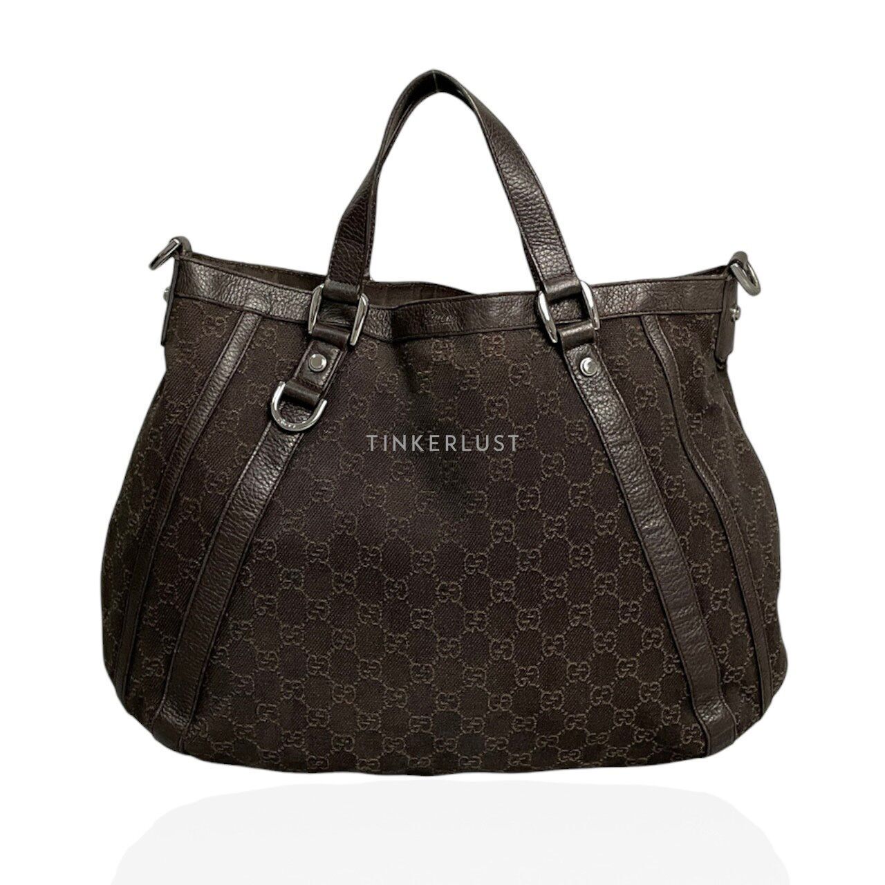 tas shoulder bag Gucci Abbey Brown GG Monogram Shoulder Bag Tinkerlust