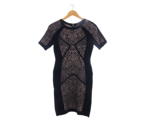 Herve Leger Black Pattern Mini Dress