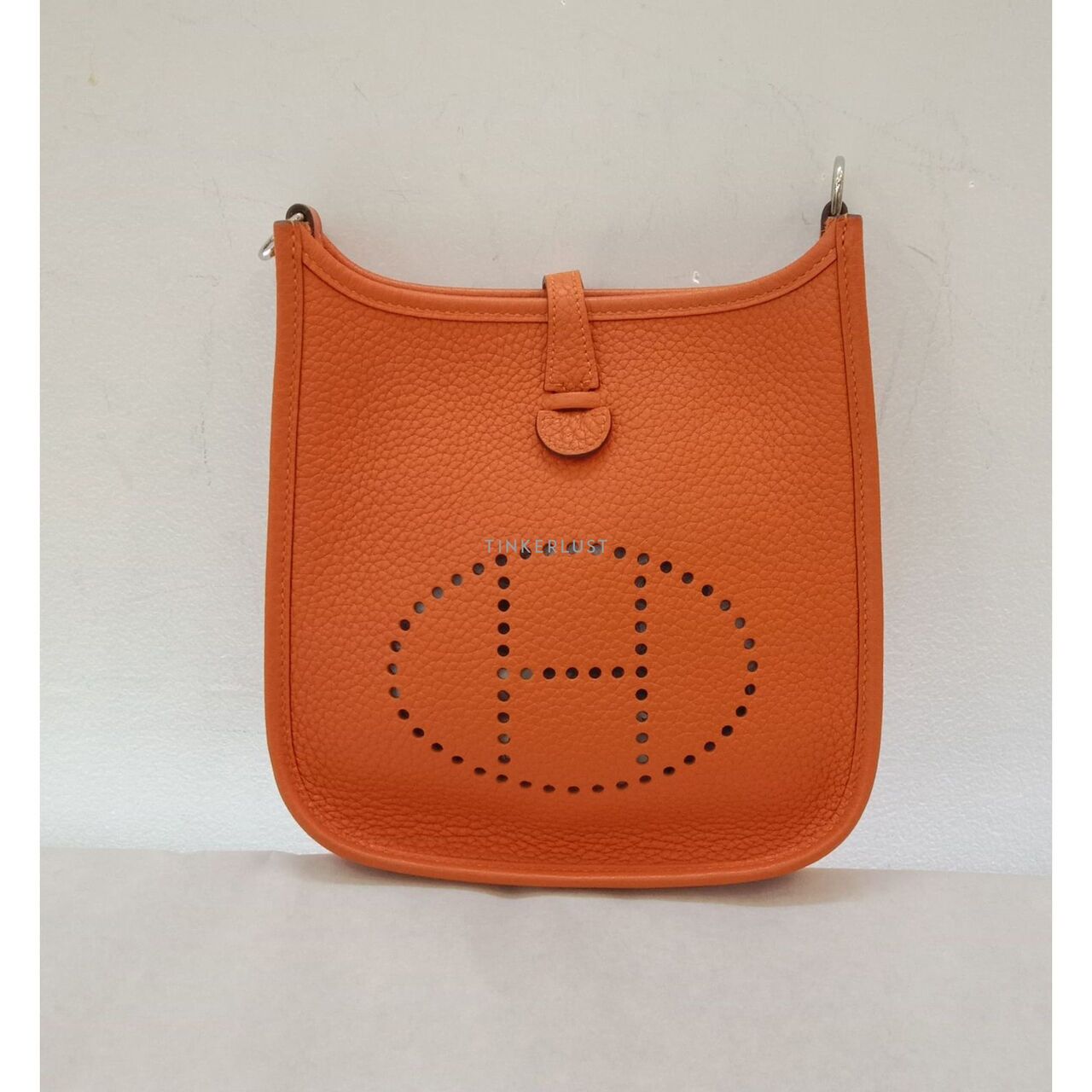 tas sling bag Hermes Mini Evelyn Tpm in Orange Clemence Stamp A Phw Sling Bag Tinkerlust