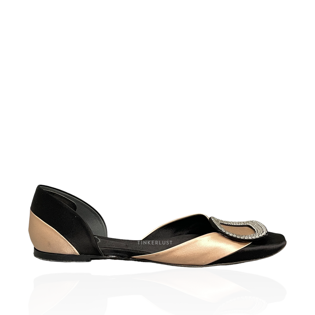 sepatu flats Roger Vivier Crystal Embellished D orsay Ballet Multicolor Satin Flats Tinkerlust