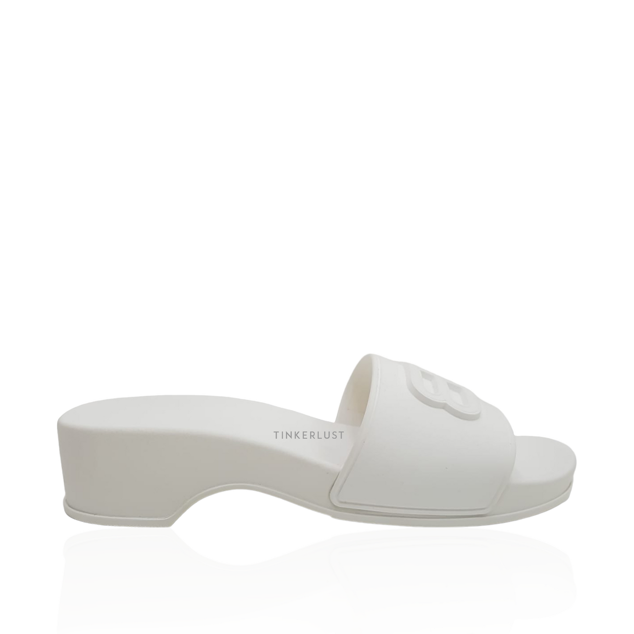 sepatu sandals Balenciaga Pool BB Slide Rubber White 4 cm Sandals