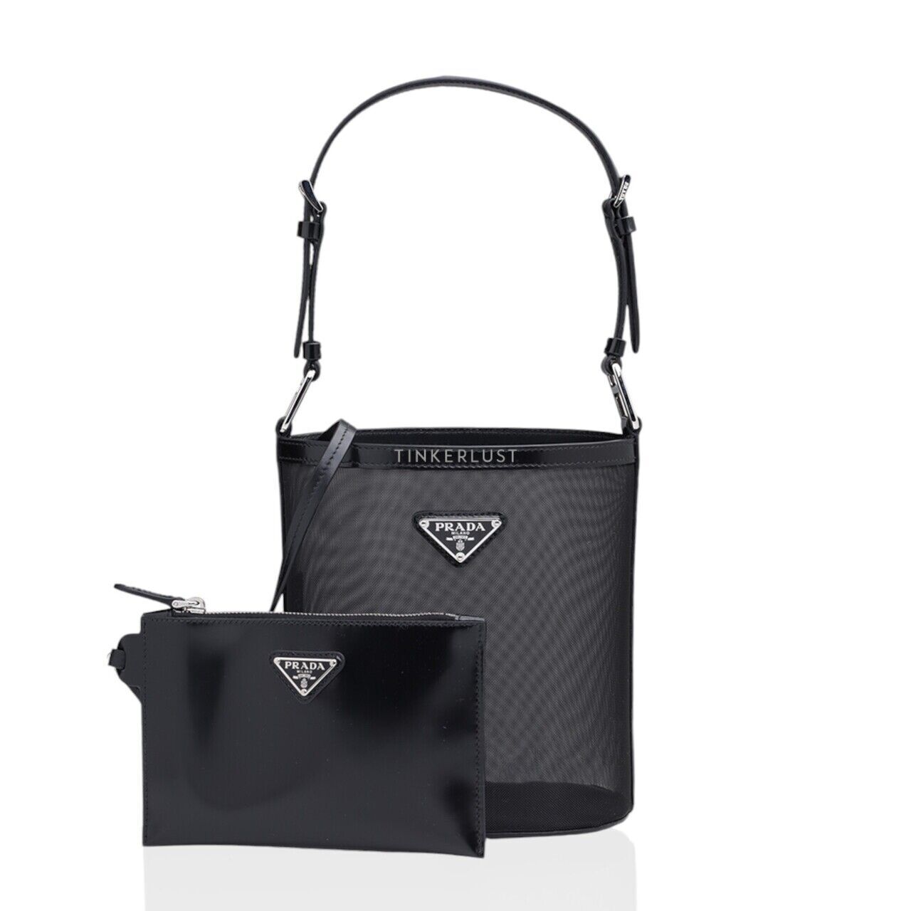 ★PRADA★ Triangle Logo Shoulder Bag Black 1BD0822CYRF0002 1 tas shoulder-bag Prada Triangle Logo Cylinder Top Handle Bag
