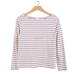 H&M White & Nude Stripes Long Sleeves T-Shirt