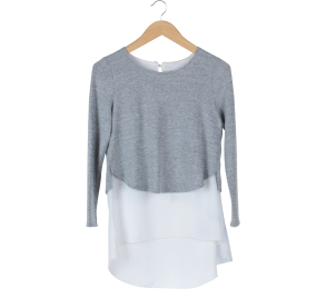 Evergreen Grey And White Blouse