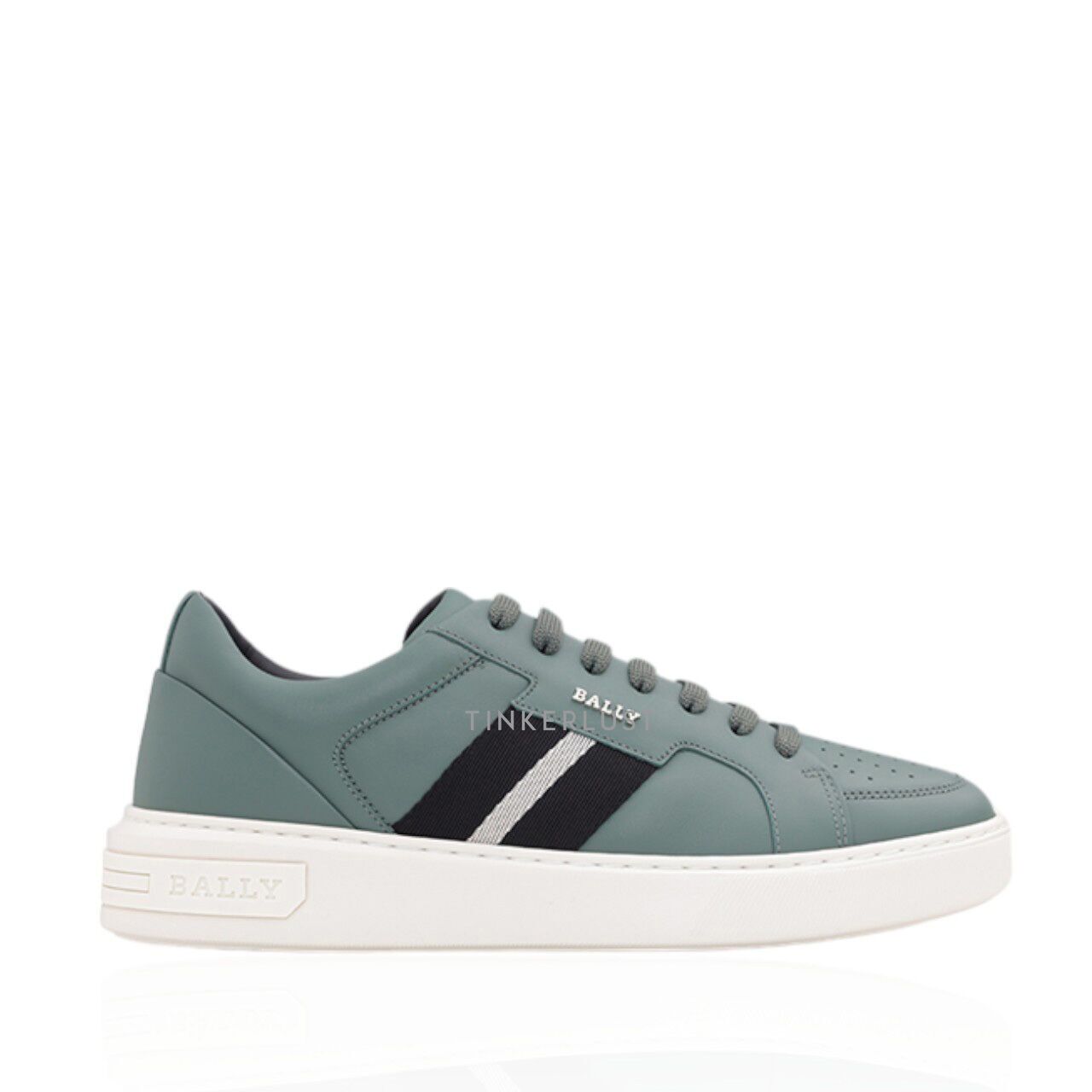 sepatu sneakers Bally Men Moony in Sage Leather with Striped