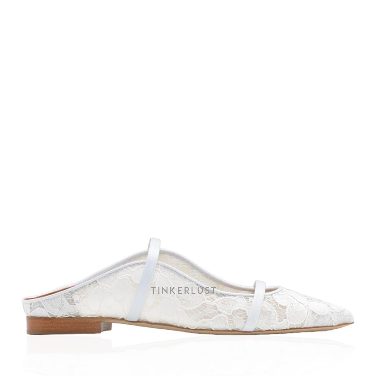 sepatu flats Malone Souliers Maureen Lace White Mules Flats