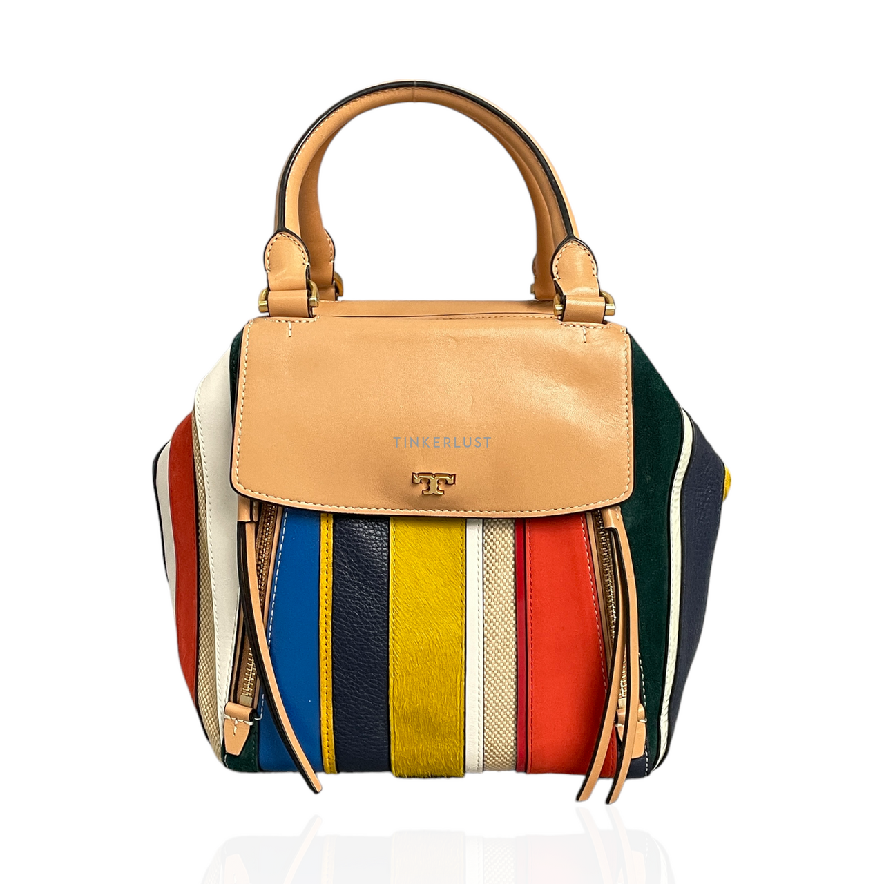 Tory burch half moon leather online tote