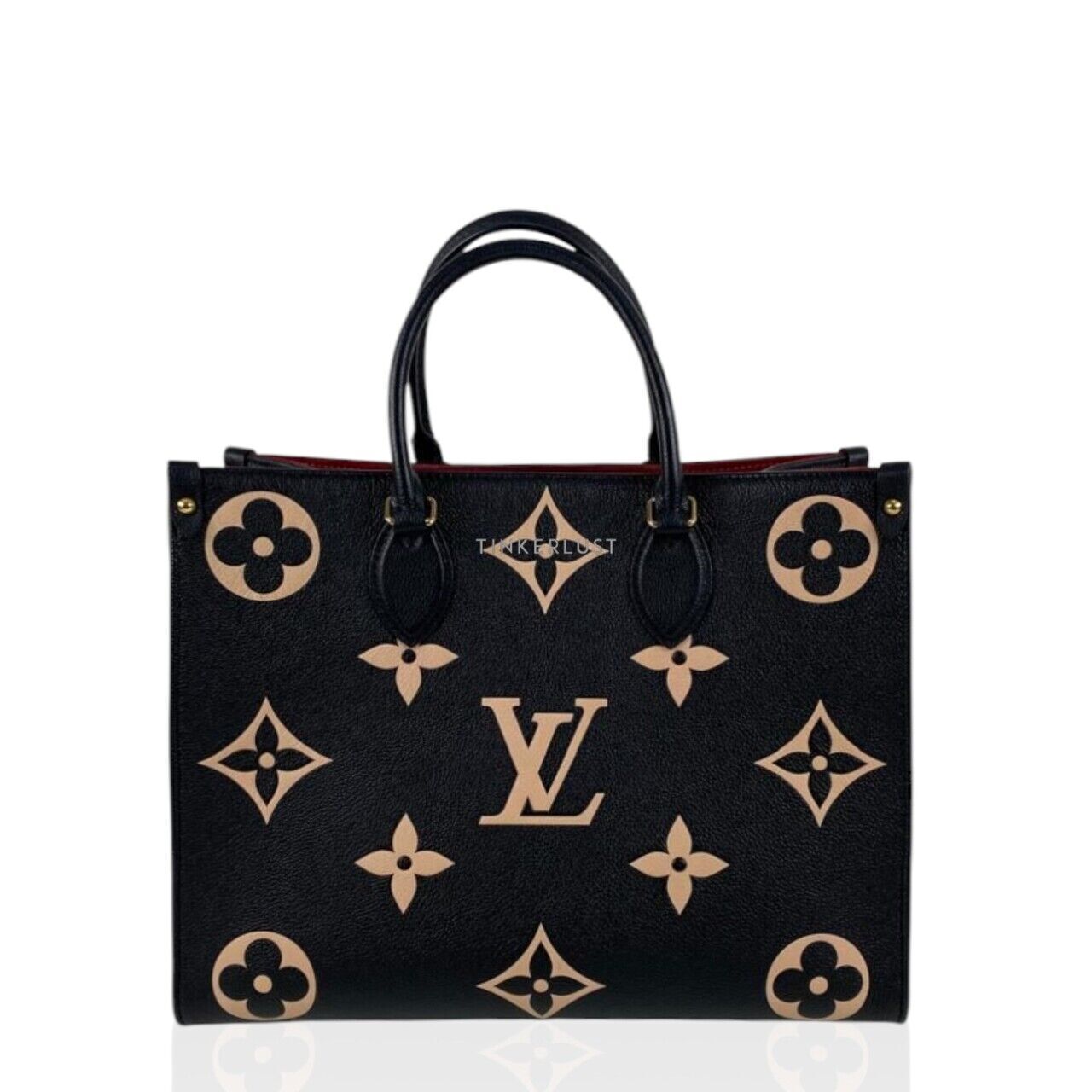 tas handbag Louis Vuitton Onthego MM Bicolor Monogram Empreinte Leather 2022 Tinkerlust