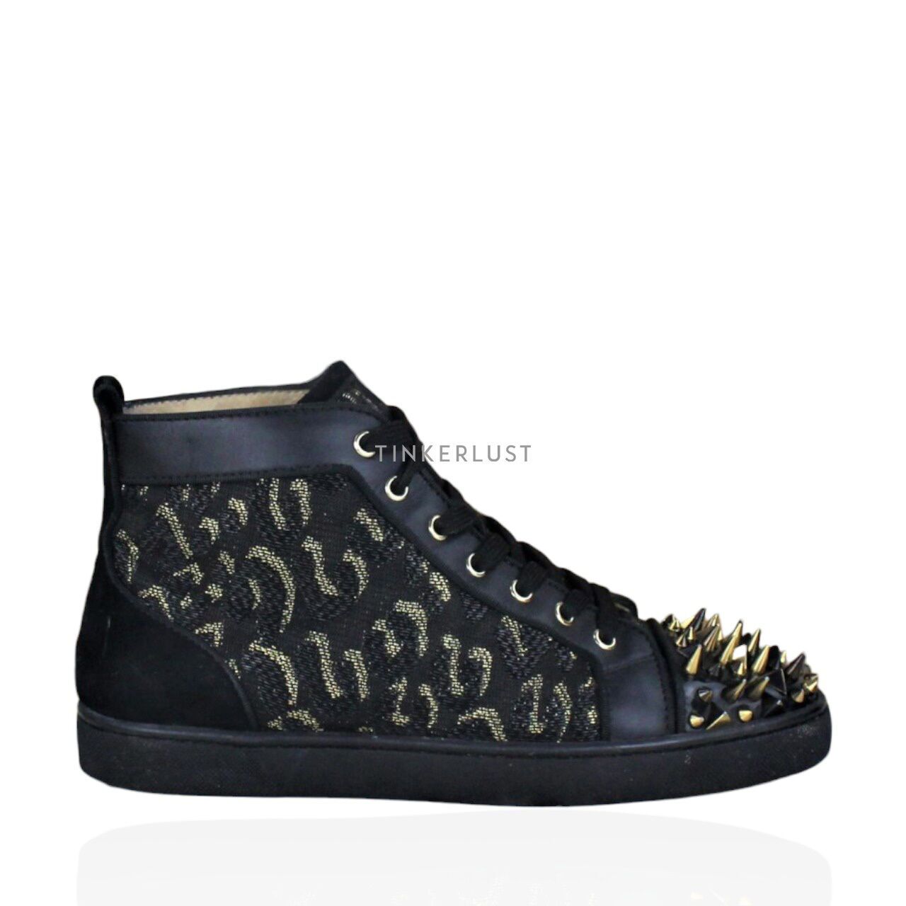 Christian louboutin black and gold outlet sneakers