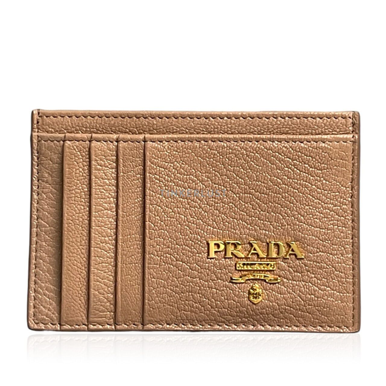 Leather card holder prada best sale