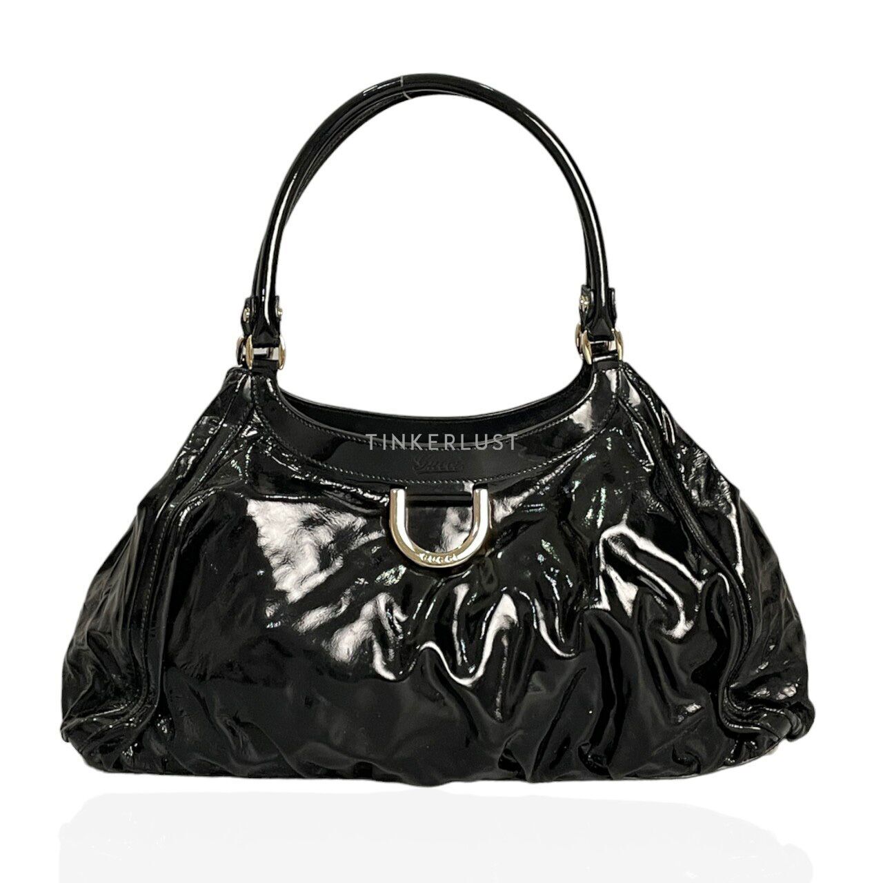 Black patent discount leather gucci handbag