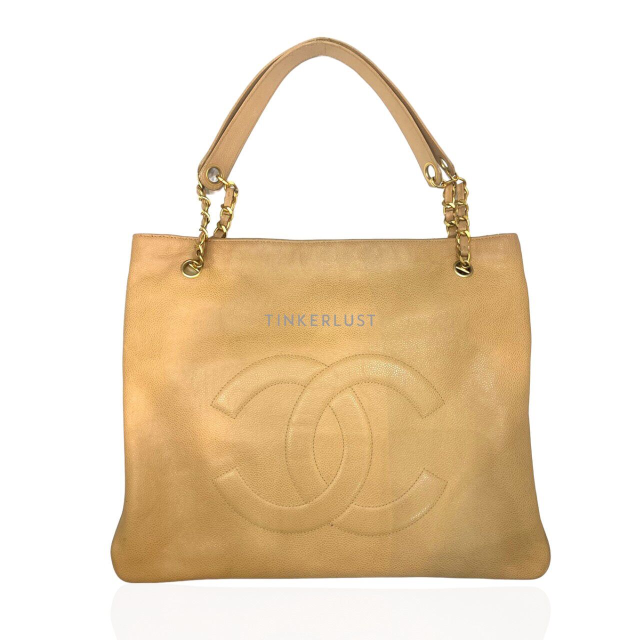tas tote bag Chanel Caviar Beige Vintage GHW 9 Tote Bag Tinkerlust
