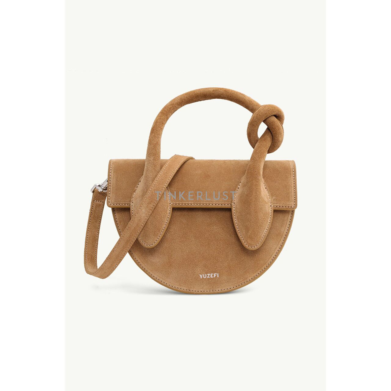 【YUZEFI】MINI PRETZEL SUEDE TOTE BAG - BUTTERSCOTCH tas satchel yuzefi Pretzel Knotted Tote Bag in Butterscotch
