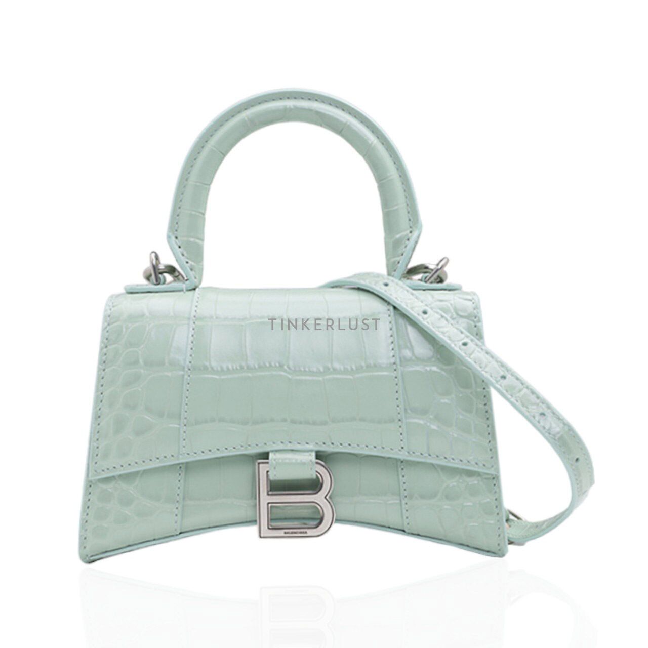 tas satchel Balenciaga Hourglass Top Handle XS in Light