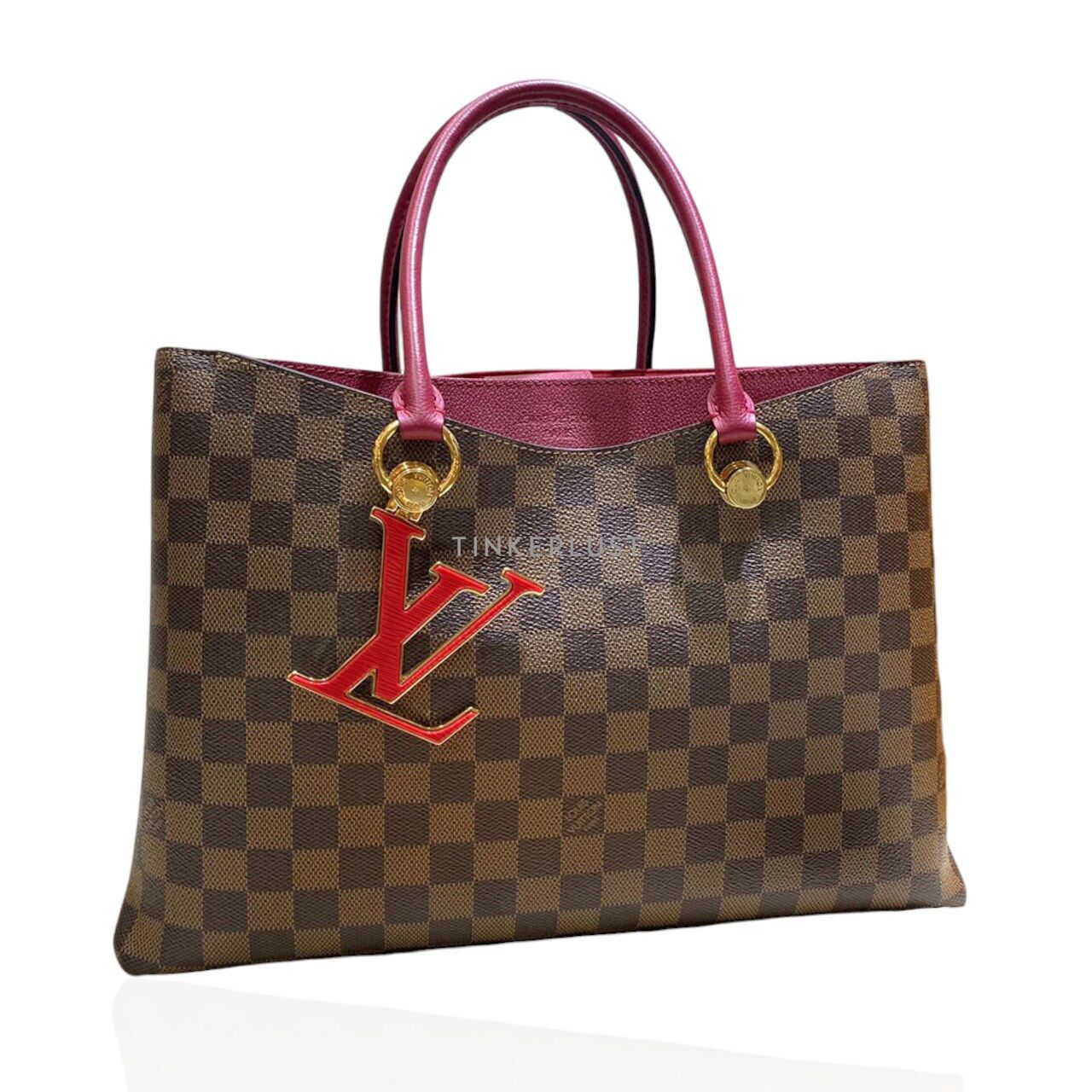 tas satchel Louis Vuitton Riverside Damier Ebene Red 2018 Satchel