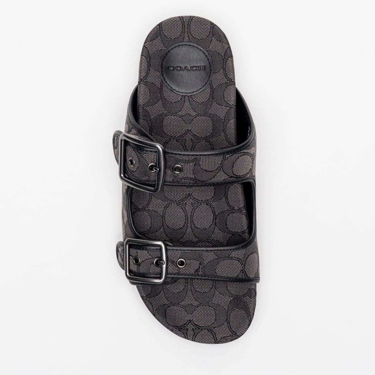 sepatu sandals Coach Signature Jacquard Sandals Strap Grey