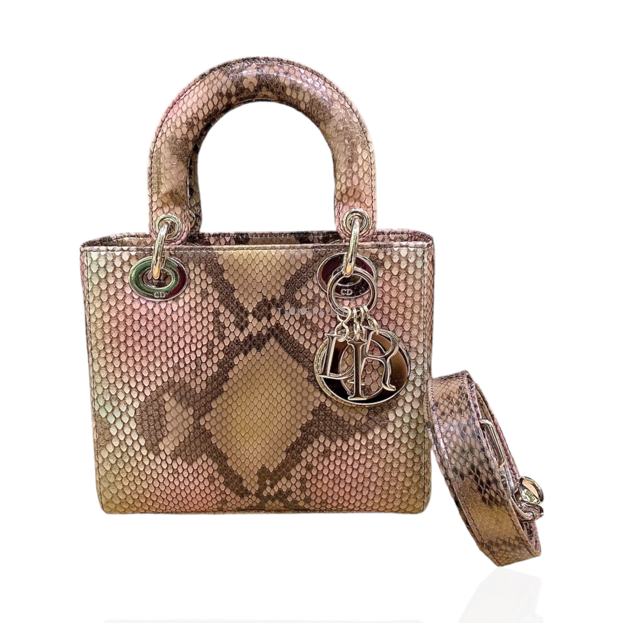 tas satchel Christian Dior Lady Dior Small Python Bronze Multicolor 2022 Satchel Tinkerlust