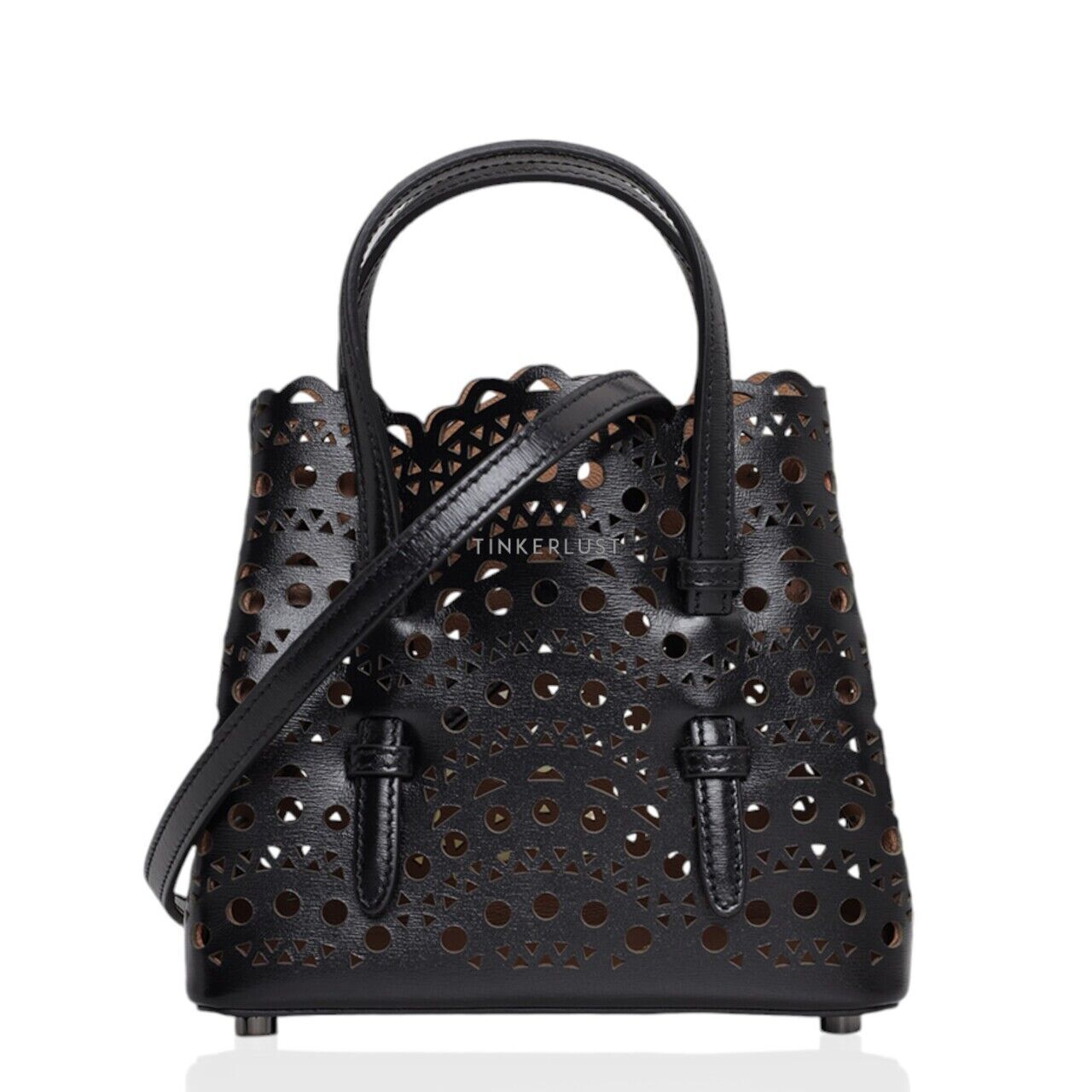 tas satchel Alaia Mina 16 Micro Lasered Handbag in Black