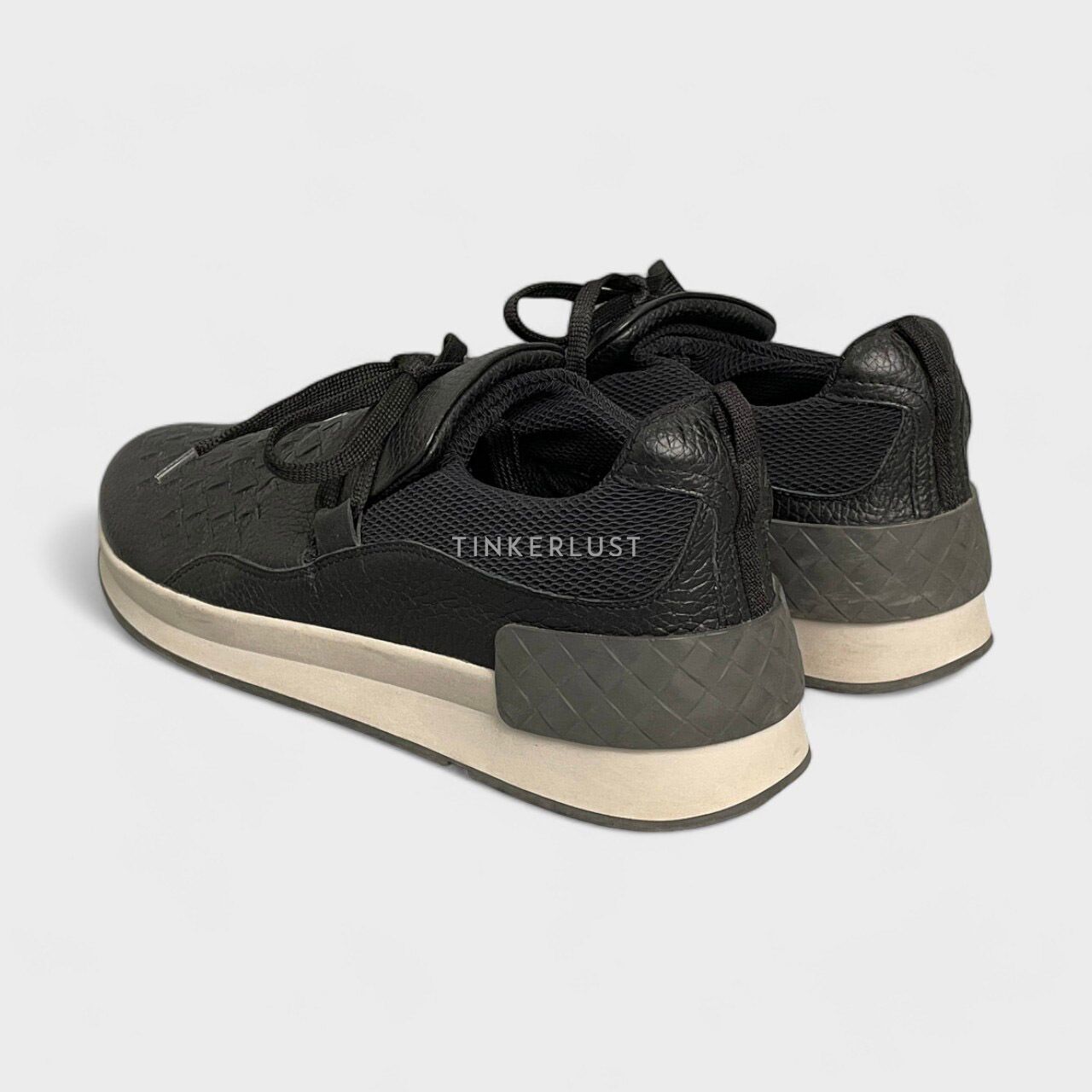 Bottega Veneta★素敵！Black Leather Woven Lace Up Sneaker Bottega Veneta☆素敵！Black Leather Woven Lace Up Sneaker 靴