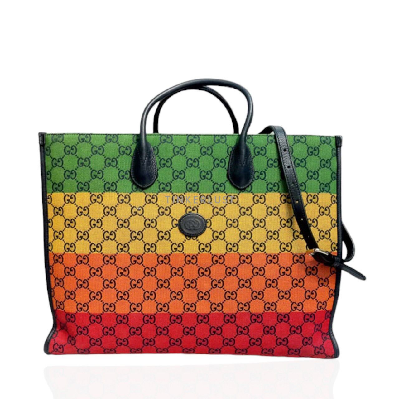 tas tote bag Gucci Multicolor GG Monogram Canvas Tote Bag Tinkerlust