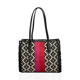 Kate Spade Black & Multicolour Flower Jacquard Stripe Tote Bag