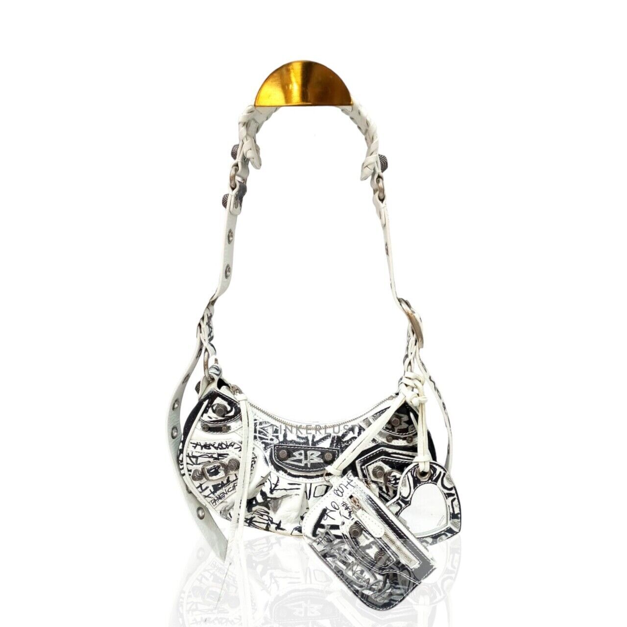 tas shoulder-bag Balenciaga Le Cagole Graffiti XS White