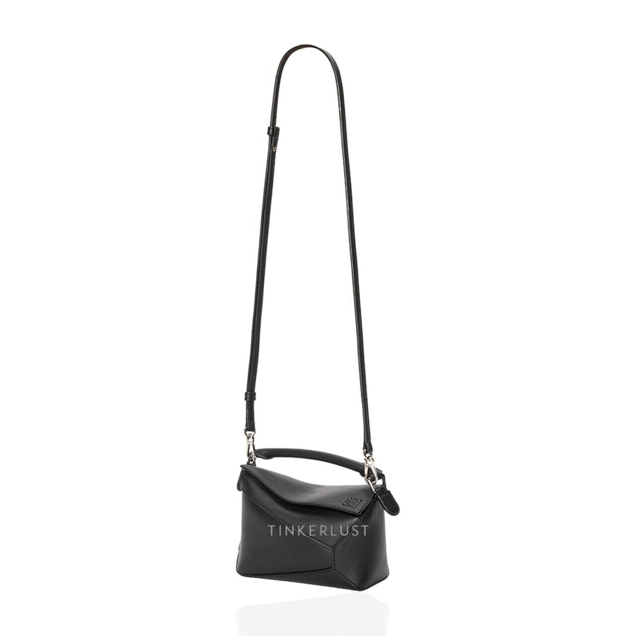 tas satchel Loewe Mini Puzzle in Black Classic Calfskin Satchel Bag Tinkerlust