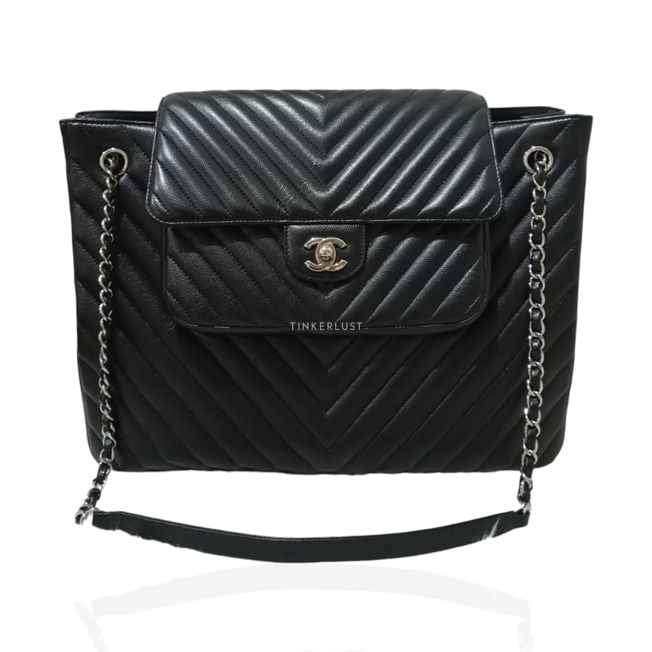 Chanel chevron hot sale bag black