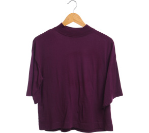 Bershka Purple Wine Turtle Neck Blouse