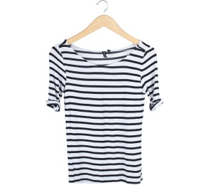 Cotton On White And Dark Blue Striped T-Shirt