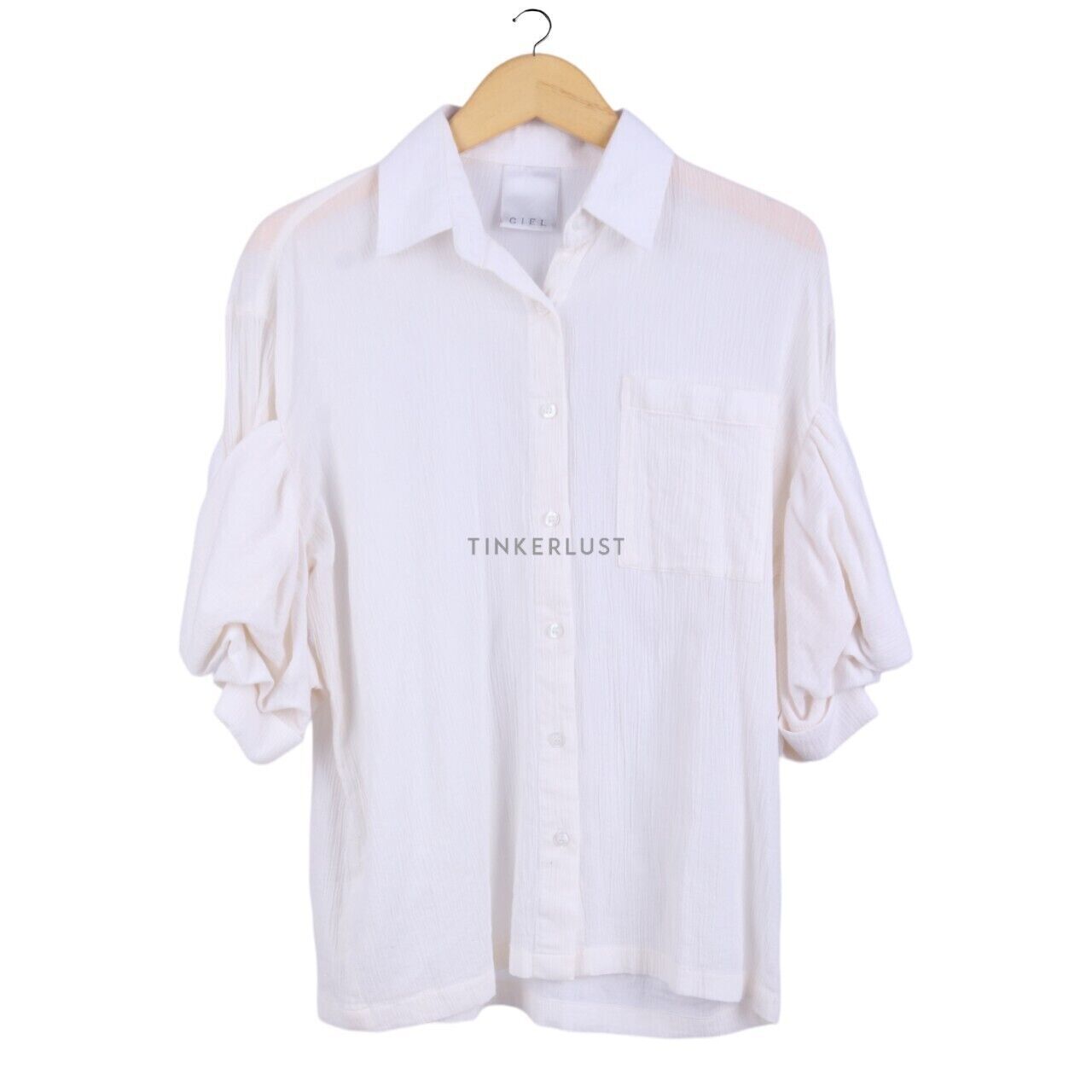 pakaian atasan kemeja Ciel Off White Shirt | Tinkerlust