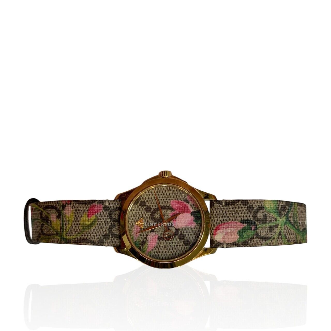 aksesoris jam tangan Gucci G Timeless Pink Blooms Print Dial Ladies Watch YA1264038 Water Resistant Watch Tinkerlust