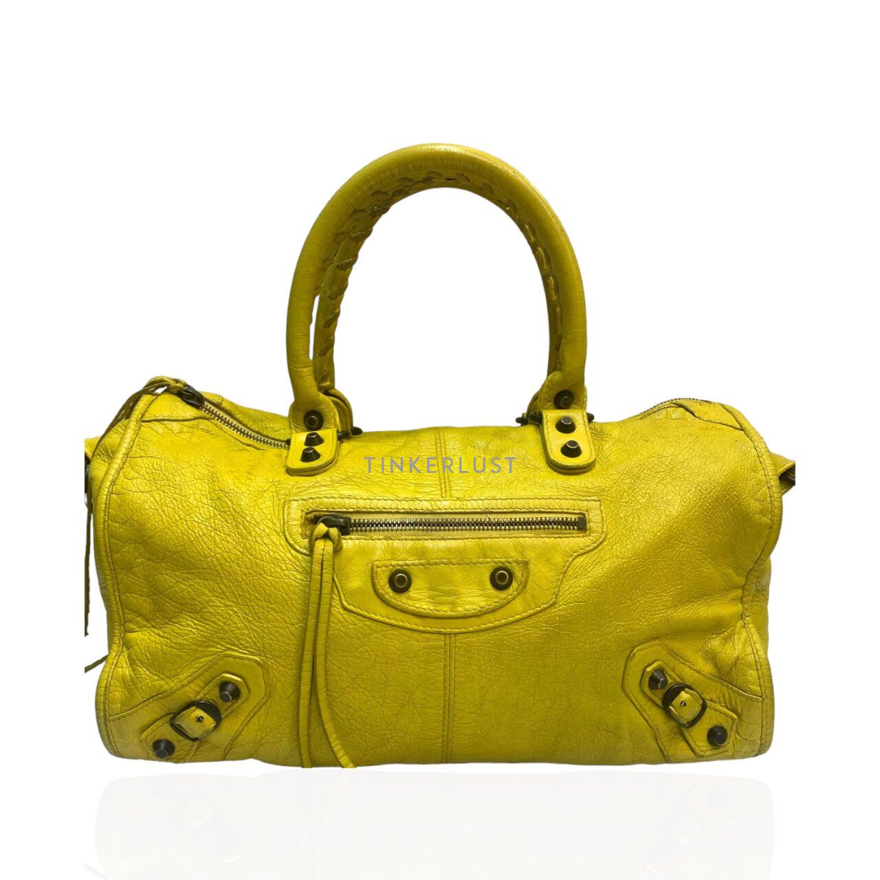 tas satchel Balenciaga Twiggy Bag Reguler Leather Yellow Satchel Tinkerlust