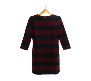 Zara Maroon And Black Striped Mini Dress