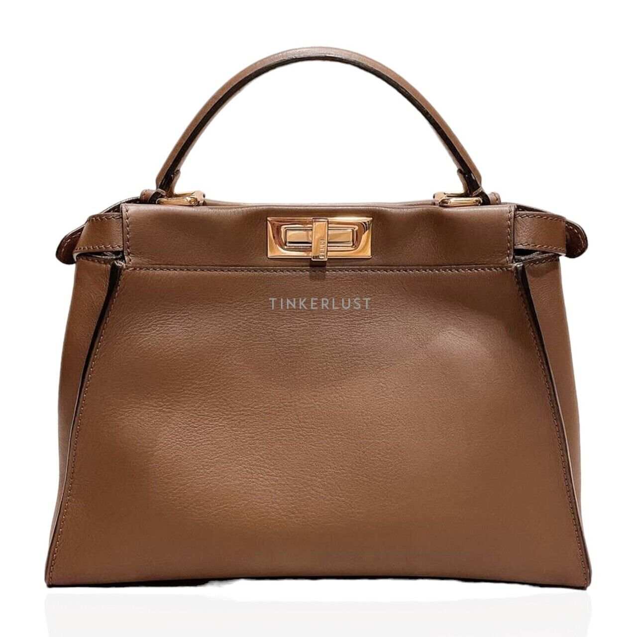 tas satchel Fendi Peekaboo Regular Brown Tan GHW Satchel Tinkerlust