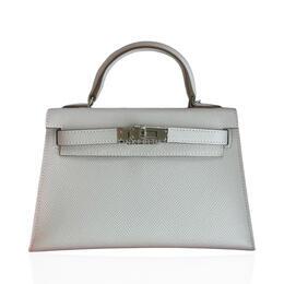 Hermes Kelly 20 Gris Pale Epsom #B PHW Handbag