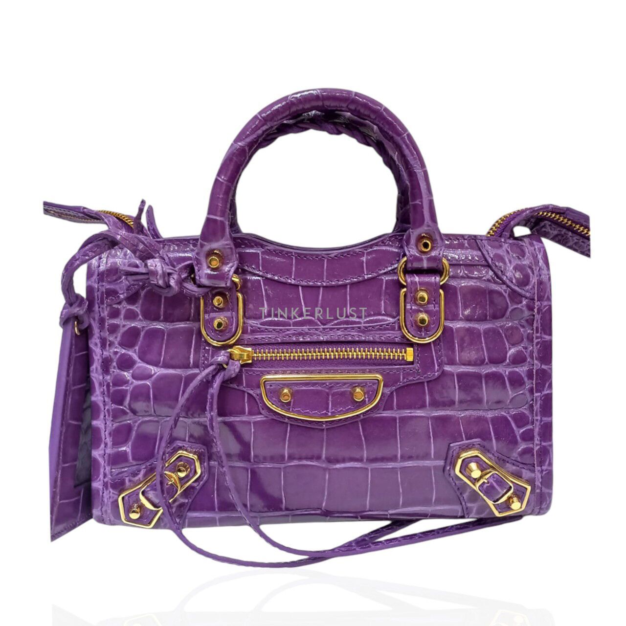 tas satchel Balenciaga Nano City Edge Croco Embossed Leather