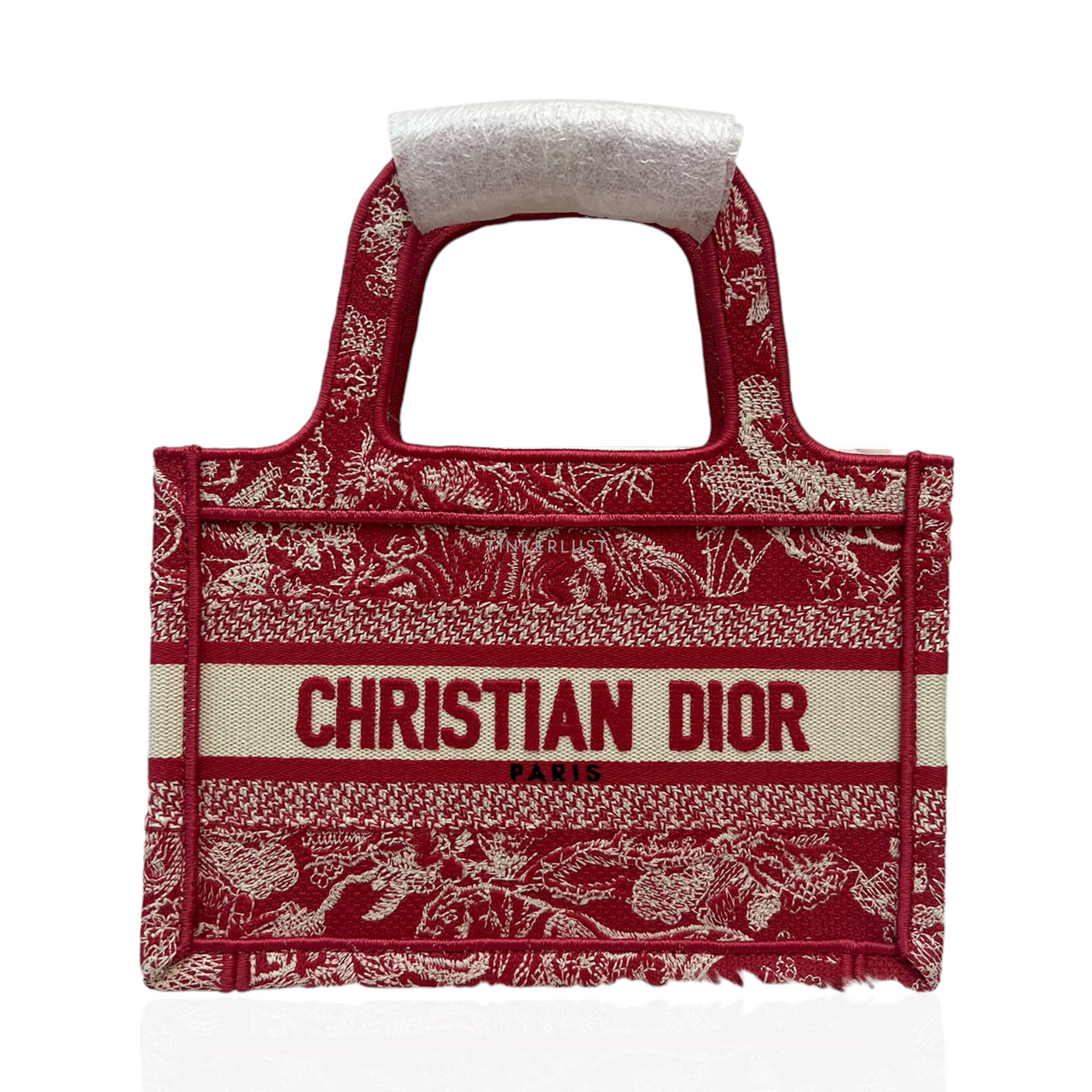 tas tote bag Christian Dior Book Tote Mini Red Embroidered Canvas