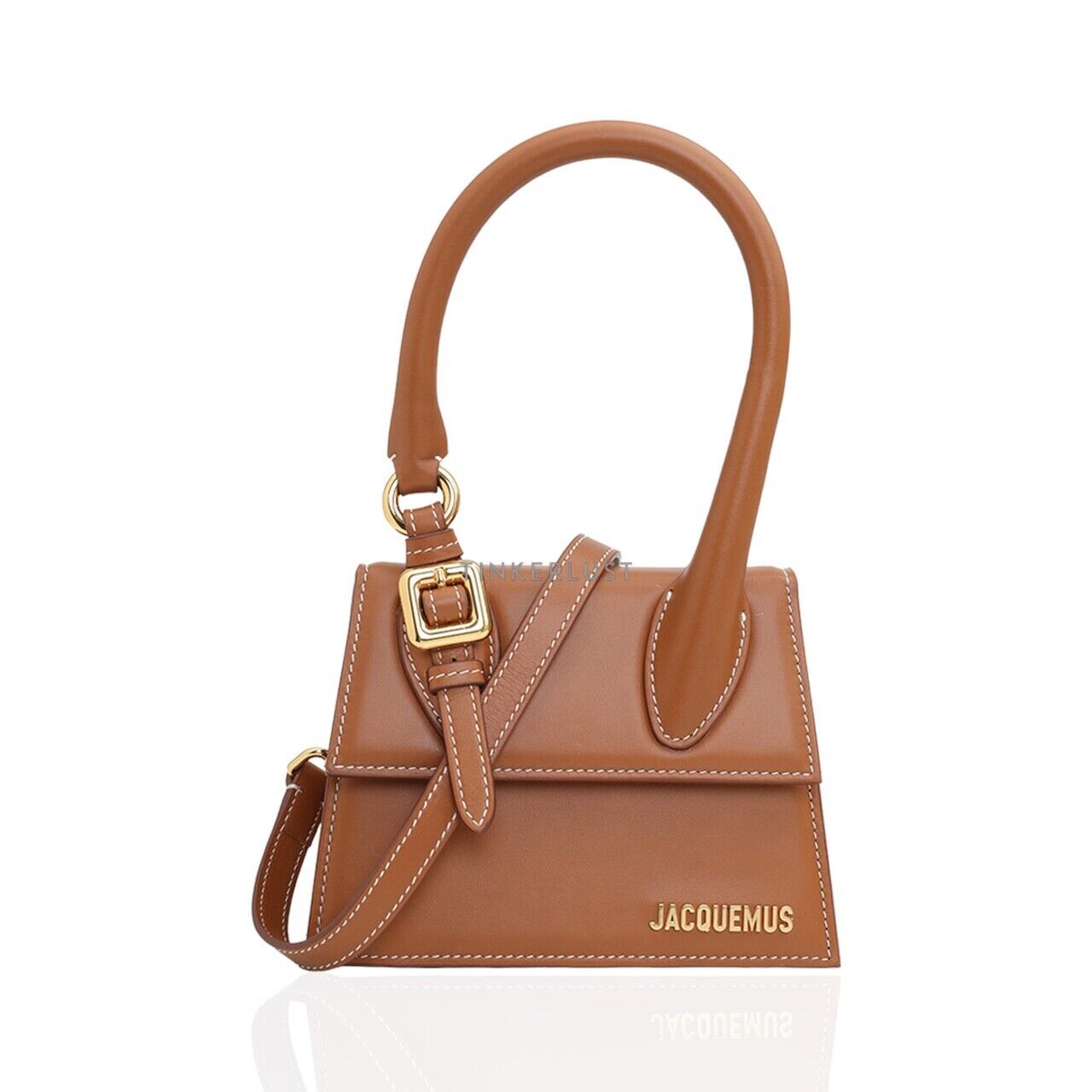 tas satchel Jacquemus LE Chiquito Moyen Boucle Handbag in Light Brown Satchel Bag Tinkerlust