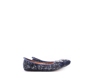 Staccato Dark Blue Tweed Flats