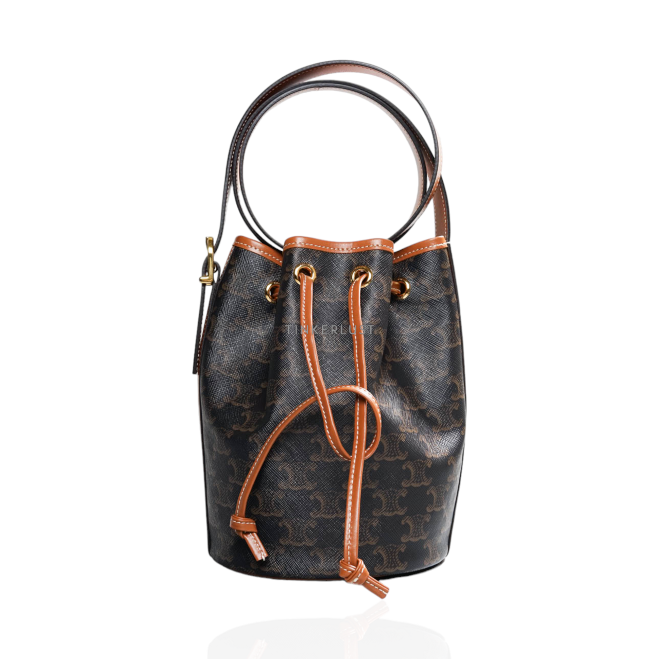 tas sling bag Celine Small Drawstring Bag in Black Tan Triomphe Canvas Sling Bag Tinkerlust